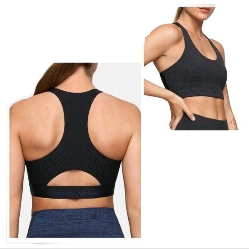 Outdoor Voices Women Size S Doing Things Sports Bra Spell Out Logo Bra Blue